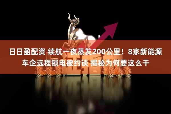 日日盈配资 续航一夜蒸发200公里！8家新能源车企远程锁电被约谈 揭秘为何要这么干